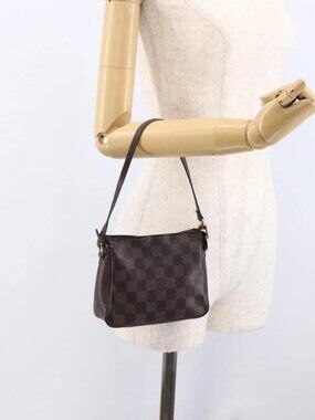 LOUIS VUITTON Damier Ebene Trousse Makeup Pouch N51982 LV Auth bs33693
